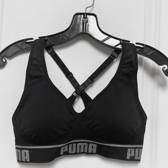 NWOT NICE BLACK *PUMA* LOGO SPORT BRA! SIZE SMALL - Picture 2 of 5